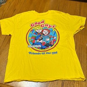 Chucky Good Guys Friends til the end Xl yellow tshirt.